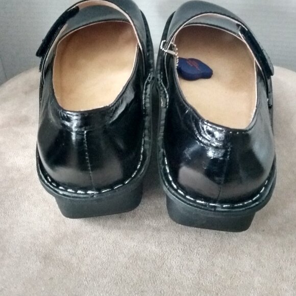 ALEGRIA BLACK CHUNKY MARY JANE SHOES LEATHER STRAP WORK SIZE 39 - Picture 7 of 10
